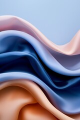 Obraz premium Abstract close-up of flowing silk fabric in soft pastel hues, showcasing smooth, elegant textures and vibrant colors.
