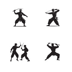 Arnis Player Silhouette Vector Illustration