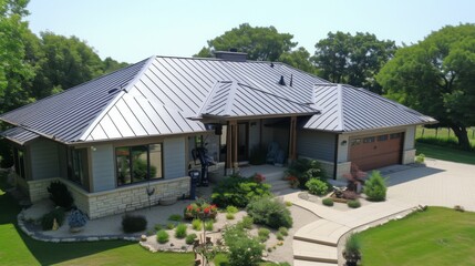 Installed gutter systems for a metal roof