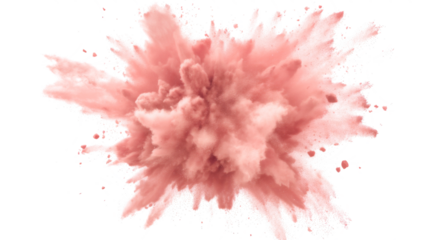 Dry Soil explosion with dirt and cloud smoke. Isolated on white background. Dirty ground abstract spread with flying particles