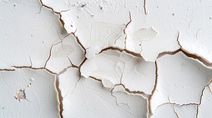 Naklejka premium Macro shot of a cracked and peeling concrete wall, detailed textures reveal the story of neglect and weathering, a study in urban decay
