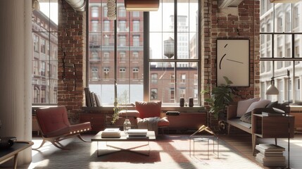 A living room with a brown leather couch and a coffee table