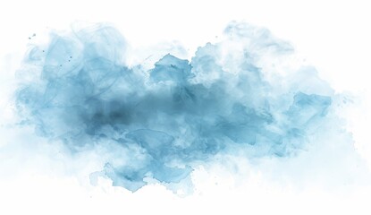 Fototapeta premium Blurry, indistinct blue shape on a white background, grainy and hazy 