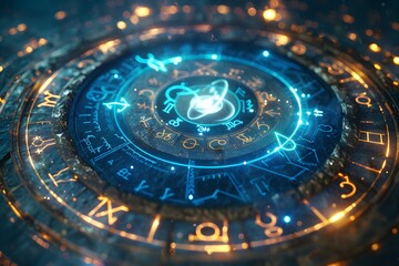 Circular clock with glowing circle