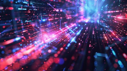 Naklejka premium Abstract futuristic bright blue sky and red computer technology background