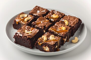 Tempting Caramel-Cashew Brownies with Sea Salt Sprinkle