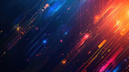 Obraz premium Abstract futuristic blue and orange stripe technology background