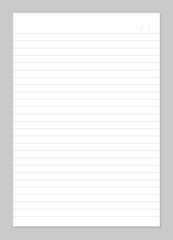  lined with date notebook page realistic with shadow on a transparent backgroun