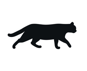 Walking cat silhouette isolated on white background. Feline pose. Vector illustration