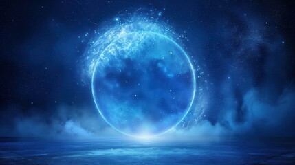 Obraz premium Abstract Night Sky with Glowing Planet.