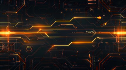 Abstract black and orange circuit computer background