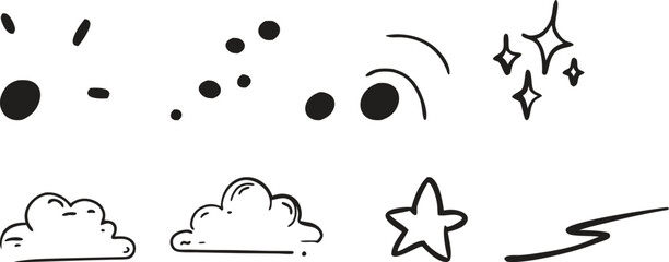 Hand drawn- Star, Dots, Sky, Sparkle and Line, Doodle art, T-Shirt Ornament. illustration of a background.