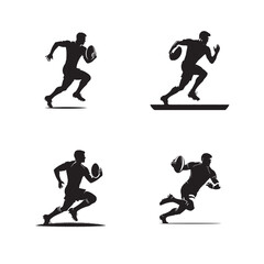 Man Rugby Player Silhouette Vector Illustration