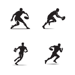 Man Rugby Player Silhouette Vector Illustration