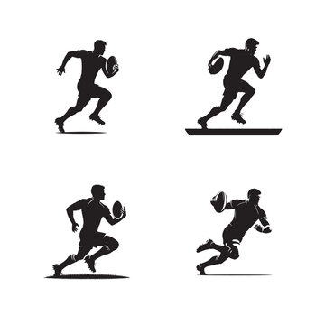 Man Rugby Player Silhouette Vector Illustration
