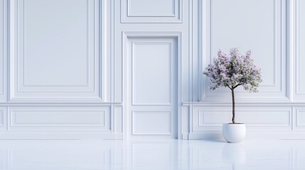 Ultra-realistic photo of a white, blank signage for a high-end atelier, elegant storefront with sophisticated details, perfect for identity mock-up