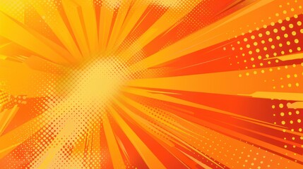 Abstract bright orange and yellow stripes sun in the center background