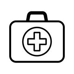 First aid box icon, medical briefcase icon.