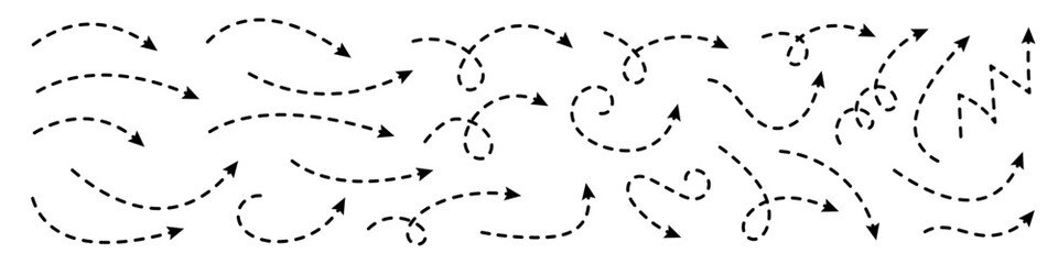 Curved dotted arrow. Zigzag arrow stripes design with dotted lines.