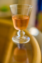 Close-Up of Rosé Wine Glass on Table