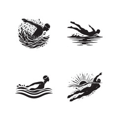 Swimming Silhouette Vector Illustration