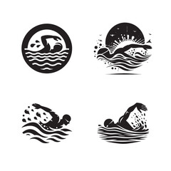 Swimming Silhouette Vector Illustration