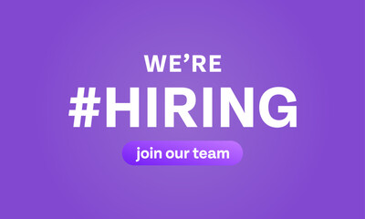 we are hiring join our team purple banner for social media