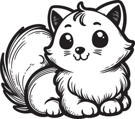 T-shirt cartoon cute and happy cat, Love, Silhouette,vector, outline, white background