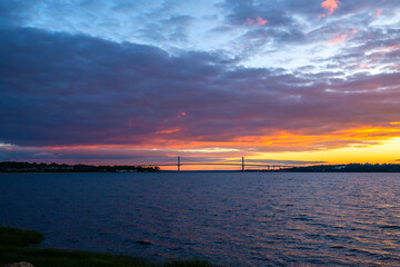 sunset over the river