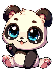 Anime character, cute anime panda, illustration, vector image