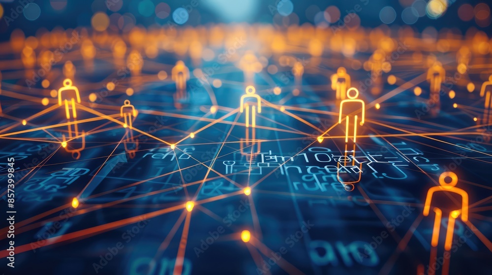 Poster networking communication, organized communication system between company workers. decentralized netw