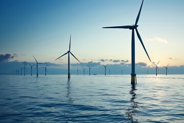 Offshore Wind Farm at Sunset
