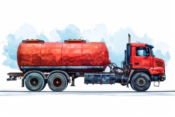 Red Water Tanker Truck Illustration