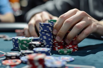 Fototapeta premium Playing Poker with Chips at Casino