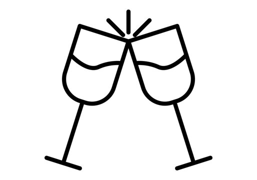 Icono negro de dos copas brindando en fondo blanco