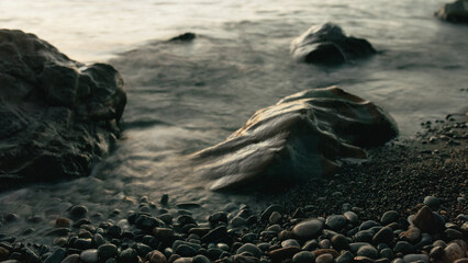rocks and waves on the beach