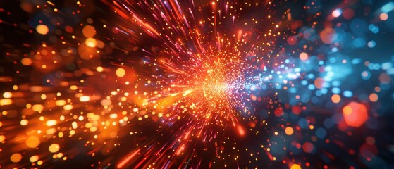 Obraz premium Vivid background of a colorful fireworks display, capturing the excitement of celebrations, perfect for festive themes