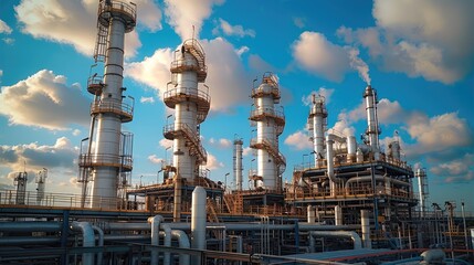 Fototapeta premium A chemical plant in beautiful weather. Generative AI.