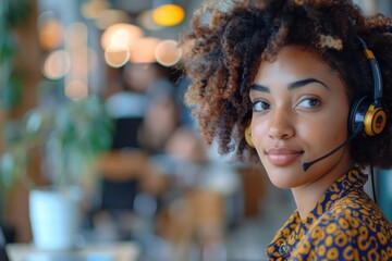 Young Woman Working at a Call Center