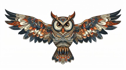 Obraz premium Illustration of an owl, featuring detailed textures and intricate patterns