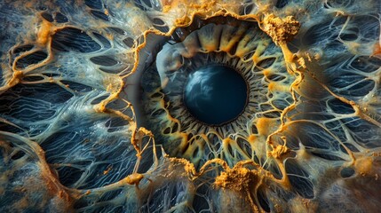  A tight shot of an animal's eye interior, revealing its intricate anatomical makeup