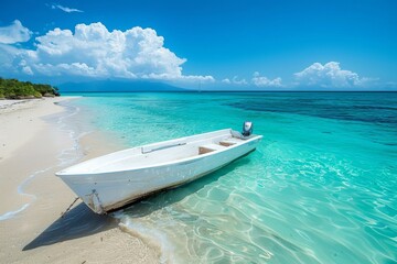 Sunny Tropical Beach with Boat
