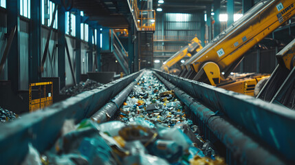 An advanced recycling facility with robotic sorting systems.
