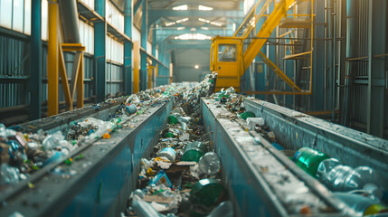 An advanced recycling plant with AI sorting and waste-to-energy systems.