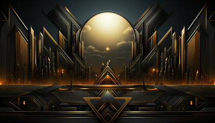 black and golden card design in the style of the 20s