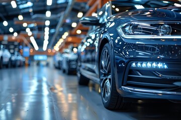 Obraz premium Modern luxury car in showroom