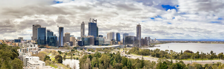 Obraz premium Panoramic view of Perth skyline from the city hill