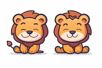 Cute Cartoon Lion Pair