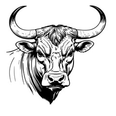 Monochrome Monarch: A stylized depiction of a majestic horned creature