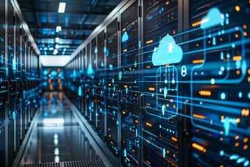 Modern Datacenter with Cloud Computing Visualizations